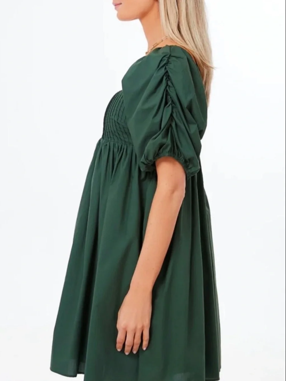 Tuckernuck Hyacinth House Emerald Puff Sleeve Sasha Mini Dress Size S MSRP $178